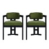 Set of 2 Upholstered Dining Chairs Accent chairs Arm Chairs with Rubberwood Frame, Walnut+Yellow/Black+White/Black+Green-Merax - 2 of 4