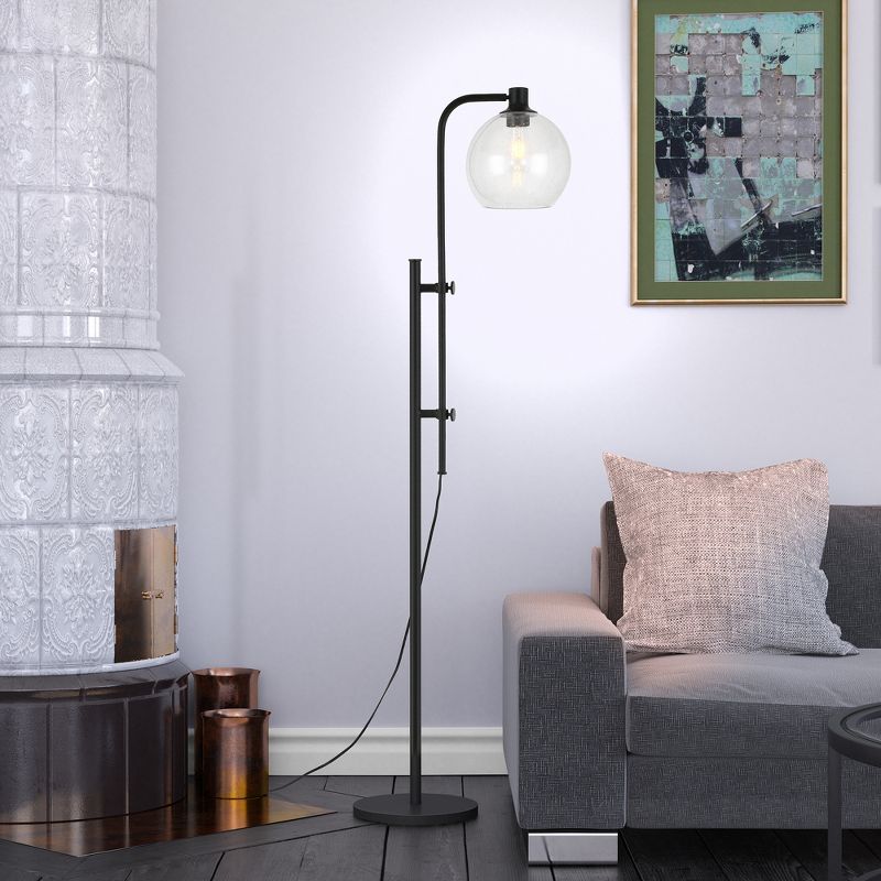 Hampton & Thyme Height-Adjustable Floor Lamp with Glass Shade, 5 of 11
