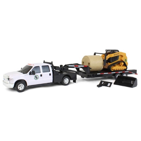 Big Country Toys 1/20 Ford F-350 Flatbed Dually w/ Gooseneck Trailer & Skid  Steer Loader 474-450-Set