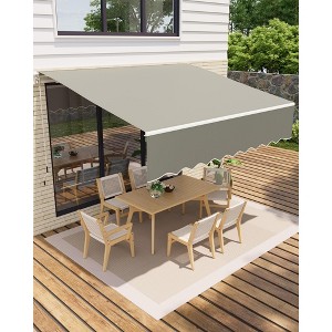 Manual Retractable Awning, Waterproof Sun Shade Patio Awning, Heavy Duty Aluminum Frame, 280g Polyester Fabric, Adjustable Roll Out Awning - 1 of 4