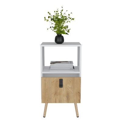 NicBex Nightstand with 1 Drawer,Modern Side Table with Storage Space and Open Shelf,Bedside Table for Bedroom,Living Room,White Brown