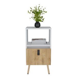 NicBex Nightstand with 1 Drawer,Modern Side Table with Storage Space and Open Shelf,Bedside Table for Bedroom,Living Room,White Brown - 1 of 4