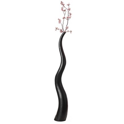 Uniquewise Tall Animal Horn Shape Floor Vase for Entryway Dining or Living Room, Ceramic Black 