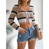 Women's Tie Front Long Sleeve Rib Knit Shrug Sweaters Cardigan Crop Top - 4 of 4