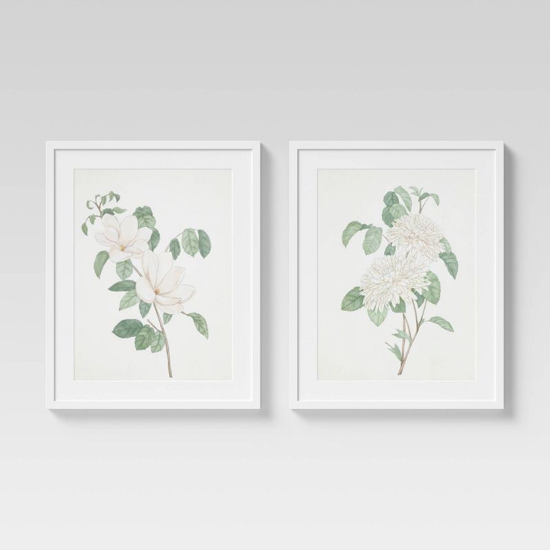 (Set of 2) 24&#34; x 30&#34; Flowers Framed Wall Art White - Threshold&#8482;, 1 of 13