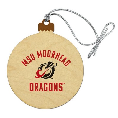 Minnesota State University Moorhead Dragons Wood Christmas Tree Holiday Ornament