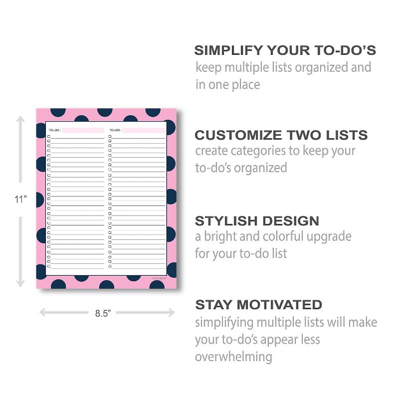 Kahootie Co. Kahootie Co Two Category To Do List Notepad 8.5" x 11" 50 sheets per pad Pink (TCNP05), 3 of 10