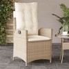 vidaXL Reclining Patio Chairs 2 pcs with Cushions Beige Poly Rattan - 3 of 4