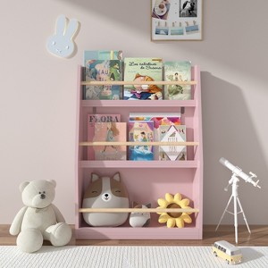 INFURNIC Decorative Bookshelf 3 Tier Kids Book Shelf, Book Rack, Kids Bookcase, Freestanding Shelves Bookshelf, Pink, 22.83"*7.09"*31.88" - 1 of 4