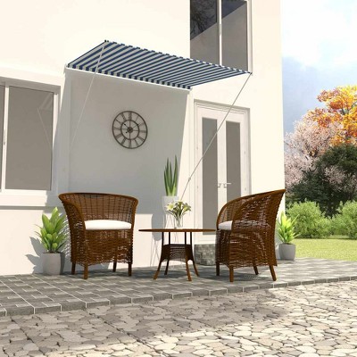 vidaXL Awning Blue and White 100% polyester fabric with PA coating, Steel