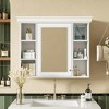 Wooakway 29"H Blue Modern Bathroom Mirror Storage Cabinet with 6 Shelves - 3 of 4