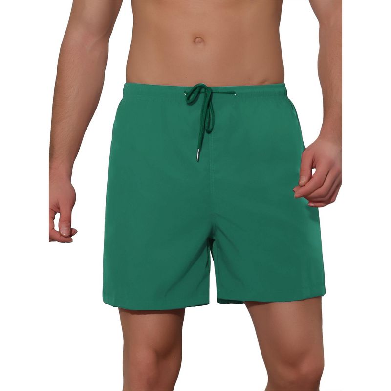 Lars Amadeus Men's Summer Solid Color Elastic Waistband Swim Beach Shorts, 1 of 6