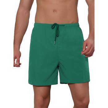 Lars Amadeus Men's Summer Solid Color Elastic Waistband Swim Beach Shorts