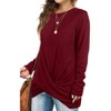 Women's Knotted Long Sleeve Top Soft Classic Fall Blouse Effortless Holiday Style - 2 of 4