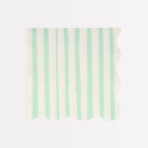 Meri Meri Mint Stripe Large Napkins (Pack of 16) - 1 of 3