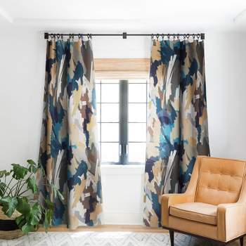 Ninola Design Artistic Texture Blue Gold 84" x 50" Single Panel Blackout Window Curtain - Deny Designs