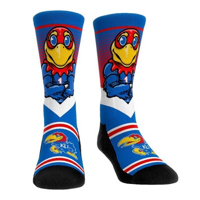 NCAA Kansas Jayhawks Adult Mascot Showdown Crew Socks - L/XL