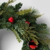 28" Pre-lit Decorated Mixed Greenery Artificial Christmas Wreath Green with Warm White LED Lights - Wondershop™: Indoor/Outdoor - image 4 of 4