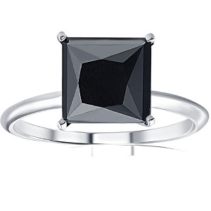 Pompeii3 3Ct Black Moissanite Princess Cut Solitaire Engagement Ring 14k White Gold - 1 of 4