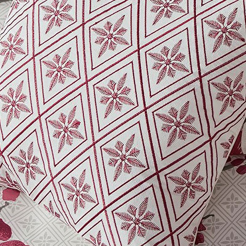 N Natori Cherry Blossom Embroidered Square Pillow 16x16 Red/White, 3 of 4