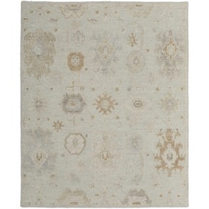 Tan and Gray Wool Floral Hand Knotted Area Rug - 1 of 4