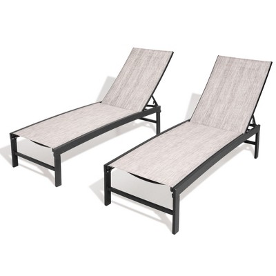 Pellebant Outdoor Pool Lounger Aluminum All-weather Adjustable Chaise Lounge Chair