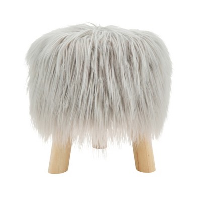 Saro Lifestyle Faux Fur Statement Stool
