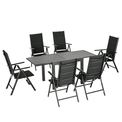 Outsunny 7 Piece Patio Dining Set For 6 Expandable Outdoor Table