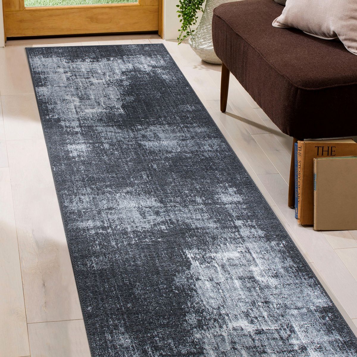 World Rug Gallery Contemporary Distressed Abstract Machine Washable Area Rug: Stain-Resistant, Flat Pile - thumbnail 9