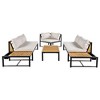 Sapphtopaz Outdoor Patio Furniture Set Lounge Outdoor Couch Conversation Patio Chairs with Wooden Coffee Table Sofa Set for Terrace, Garden - 2 of 4