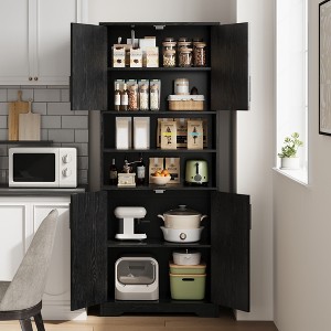 67" Tall Bathroom Organizers and Storage Cabinet with Glass Door & Shelves, Freestanding Cupboard, Kitchen Pantry for Living Room, Dining Room,Office - 1 of 4