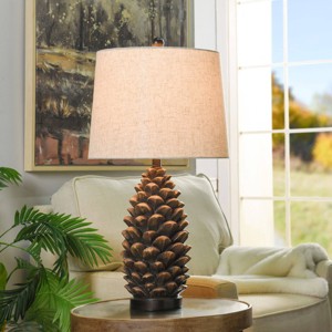 Roanoke Rustic Table Lamp with Heathered Oatmeal Shade - StyleCraft: Woodland-Inspired, UL Listed - 1 of 4