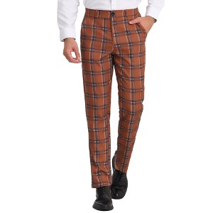 Lars Amadeus Men's Plaid Regular Fit Formal Business Dress Pants - 1 of 4
