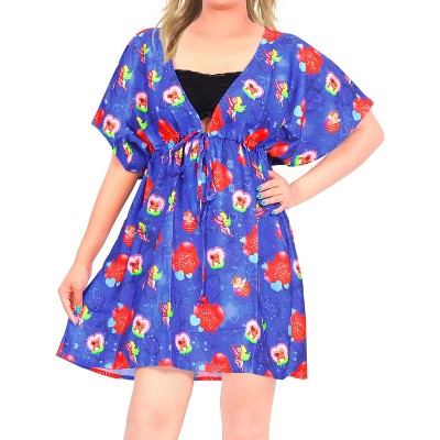 LA LEELA Women's Beachwear Halloween Dress Summer Swim Beach Cover Ups for Swimwear Women Swimsuit Coverups for Women X-Large-XX-Large Blue, Hearts