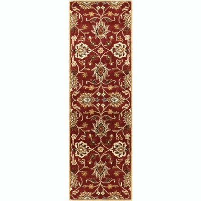 Mark & Day Eckville 3'x12' Runner Tufted Indoor Area Rugs Burgundy: Stain-Resistant Wool, Floral Pattern, Traditional Style