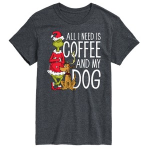 Men's - Dr. Seuss - The Grinch and Max All I Need Is Coffee and My Dog Short Sleeve Graphic T-Shirt - 1 of 4