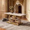 Gulches 3-Tier Rustic Industrial Coffee Table, 47.2"L×19.7"W×20"H White and Gold Faux Marble Look, Spacious Storage Shelves - 2 of 4