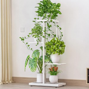 4 Tier Plant Stand Indoor, Metal Flower Pot Holder Shelf, Corner Tiered Multiple Flower Plants Display Shelving Unit For Living Room Garden Balcony - 1 of 4