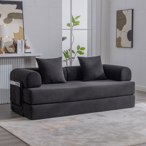 KTMBDW Sleeper Sofa Bed, Corduroy Folding Mattress Couch with Fixed-Shape Frame, Floor Sofa Lounge Couch for Living Room Bedroom - 1 of 4