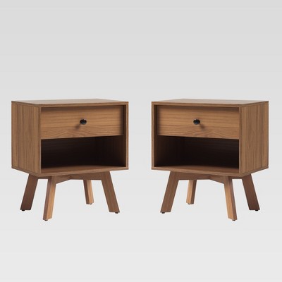 Saracina Home 2pc Scandinavian 1 Drawer Nightstand with Cubby