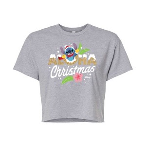 Women's - Lilo and Stitch - Aloha Christmas Cropped Graphic T-Shirt - 1 of 4