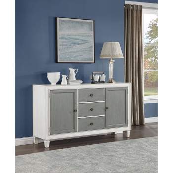 70" Katia Kitchen and Dining Cabinet Rustic Gray and Weathered White Finish - Acme Furniture