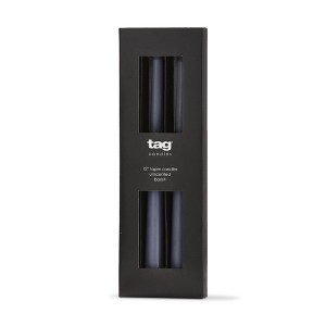 tag Color Studio 12" Traditional Taper Unscented Smokeless Paraffin Wax Candle Slate Blue Set of 4 Burn Time 8 hrs. - 1 of 3