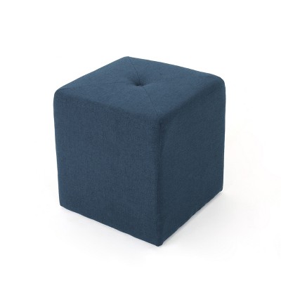 Navy Blue Herringbone Footstool Dark Blue Harris Tweed Small Buttoned  Footstool Pouffe Under Desk Foot Rest Small Ottoman 