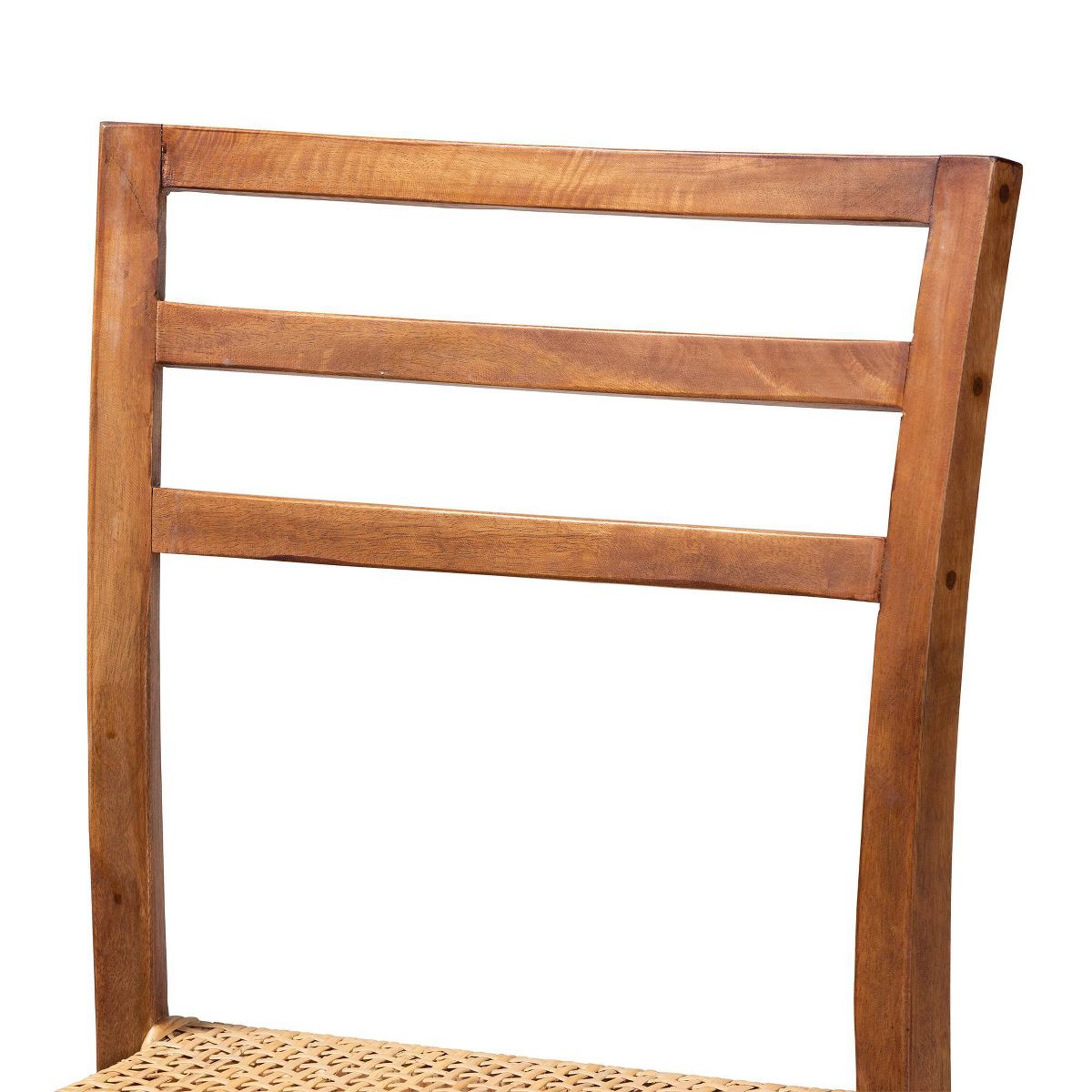 Arthur Wood and Rattan Counter Height Barstool Natural/Walnut - bali & pari: Bohemian Style, No Assembly Required - thumbnail 6
