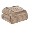 Plazatex Striata Lined Oversized All Season 100% Polyester Blanket Queen Taupe - 3 of 4