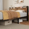 King Size Bed Frame with Charging Station and USB Ports, with Wooden Headboard and Footboard, with 2 USB Ports & 2 AC Outlets, Retro Brown - 4 of 4