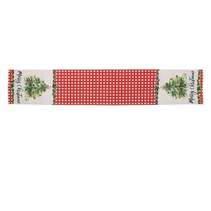 Unique Bargains Christmas Table Runner Black White Green Brown 72"x13" 1 Pc - 1 of 4