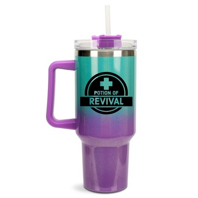 100 North Potion Of Revival Video Gamer Wrap-Around 40 Oz. Stainless Steel Water Bottle Coffee Mug, Spill & Leak Resistant, Travel Tumbler with