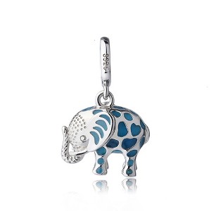 Elephant Charm European Bead Blue Enamel Sterling Silver Ginger Lyne Collection - 1 of 4